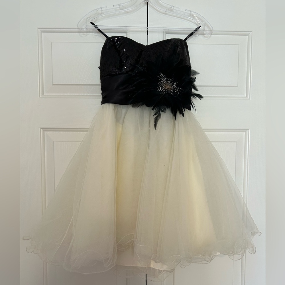 Strapless Black and White Mini Dress